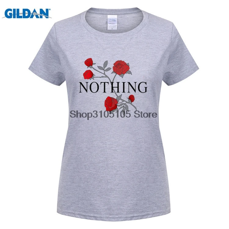 GILDAN Women Fashion Brand T Shirt Nothing Letter Print T Shirt Rose Harajuku T Shirt Women
