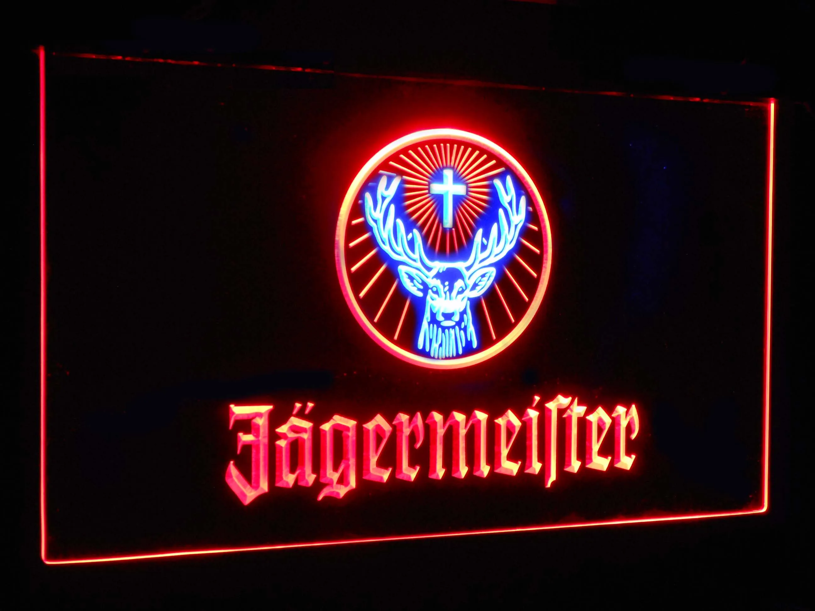 Jagermeister голова оленя двойной цвет светодиодный неоновый светильник вывески st6-a0288 - Цвет: Blue and Red