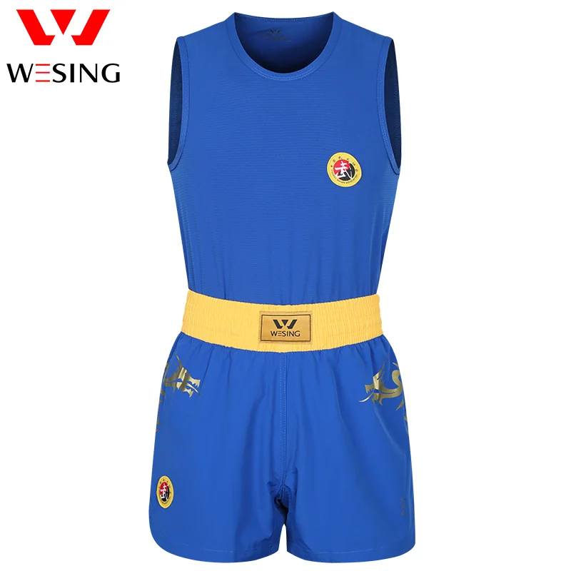 Wesing Dragon Sanda, униформа для ММА, бокса, Муай Тай, шорты, футболки, кикбоксинг, боевые искусства, боксер, тренировочные костюмы, одежда - Цвет: Синий