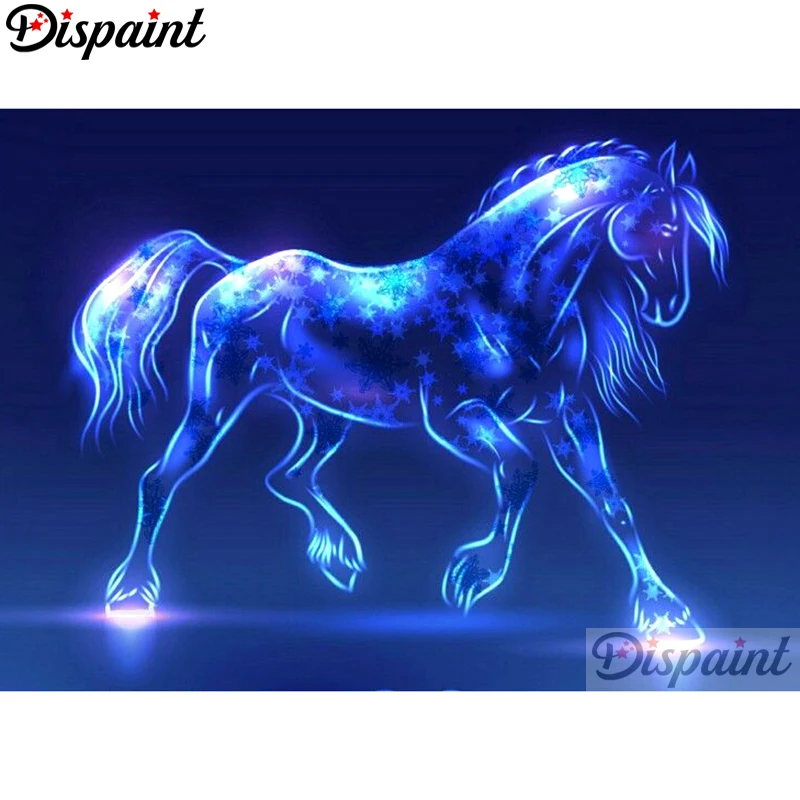 Dispaint Full Square/Round Drill 5D DIY Diamond Painting &quotBlue horse&quot Embroidery Cross Stitch 3D Home Decor A10540 | Дом и сад