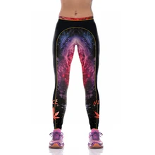 NEW KYK1094 Sexy Girl Women Starry Star Galaxy Leaf 3D Prints High Waist Running Fitness Sport Leggings Jogger Yoga Pants