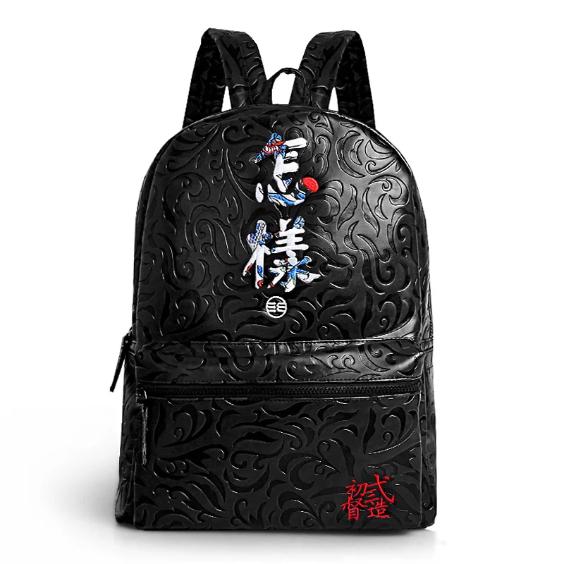 Китайский известный бренд роскошный дизайн мода мужчины/женщины PU Рюкзак водостойкий ноутбук Back Pack тренд школьные сумки для подростка - Цвет: Черный