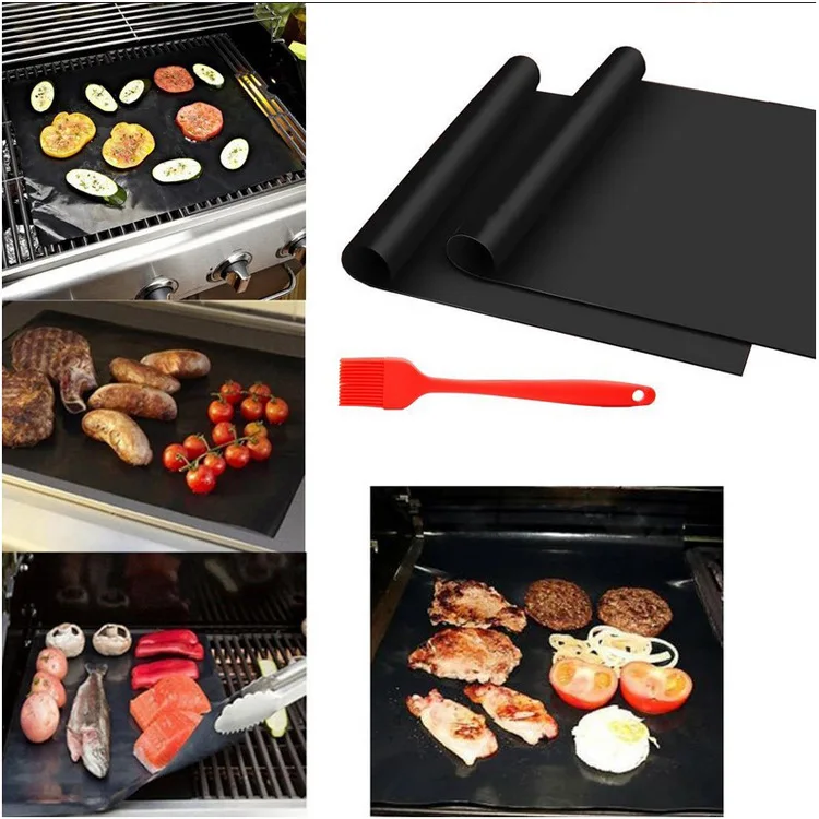 New Heat Resistant BBQ Grill Mat Copper Bakeware Mat Barbecue Roast Sheet Portable Easy Clean Grill Pad BBQ Tool factory price