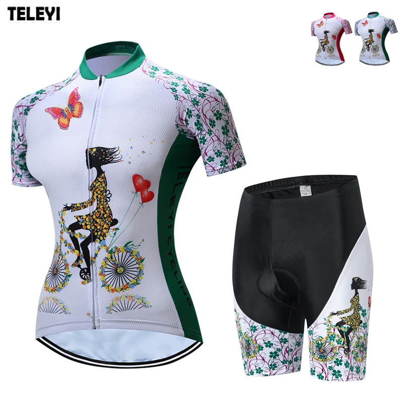 Koop TELEYI Team 2018 vrouwen Fietsen Kleding Ropa Ciclismo Fietsen Kit Meisjes Fiets Jersey en Shorts Pak Fiets Jersey Kleding Set