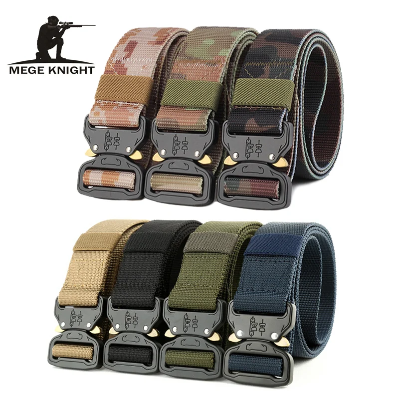 

MEGE Tactical Belts Nylon Canvas Military Waist Belt with Metal Buckle Adjustable Heavy Duty Training Waist Belt Hunting kemer