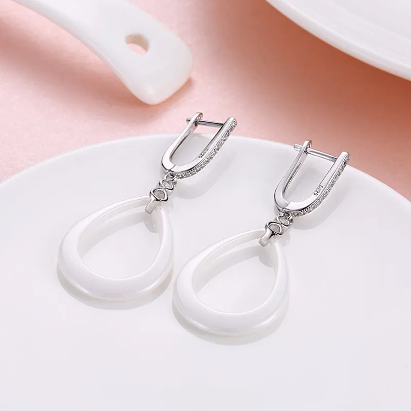 

2018 Summer Fashion Earrings Female Crystal from Swarovski New Women European jewelry s925 silver ceramic drops