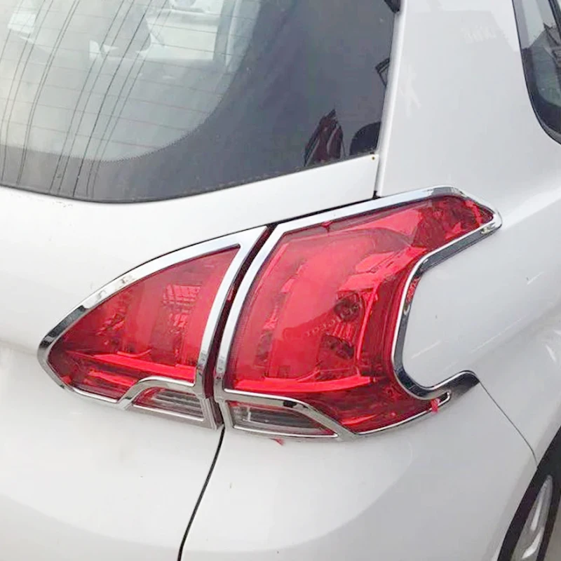 

For Peugeot 2008 2014 2015 2016 2017 ABS Chrome After Rear Tail Lights Lamp Covers Frame Trim Car Quality Styling Sequins