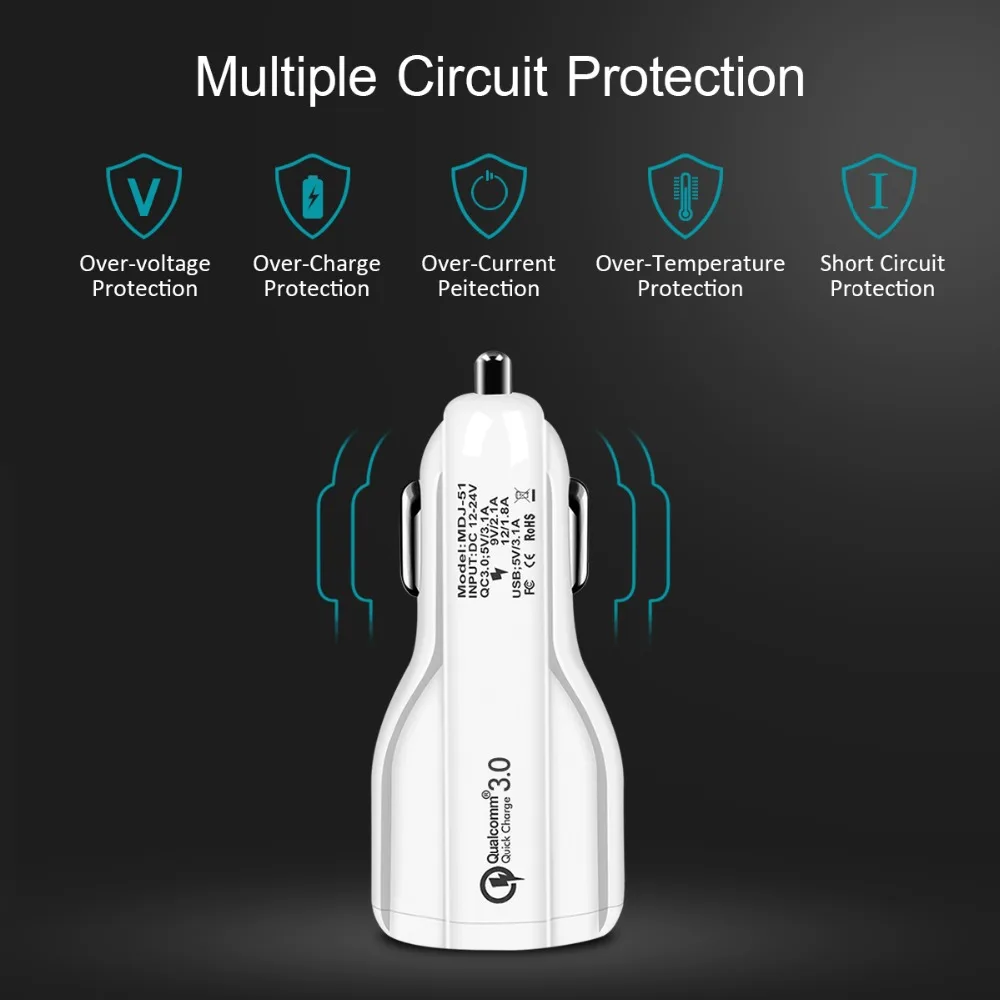 QC سريعة تهمة 3.0 المزدوج شاحن سيارة محول السيارات الهاتف المحمول شاحن ل Xiaomi سامسونج فون X 8 7 4 5 6 سريع الهاتف شاحن
