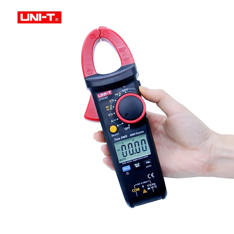 

UNI-T UT213C True RMS 400A Digital Clamp Meter AC/DC/Resistance/Capacitance/Frequency/Temperature Clamp Multimeter