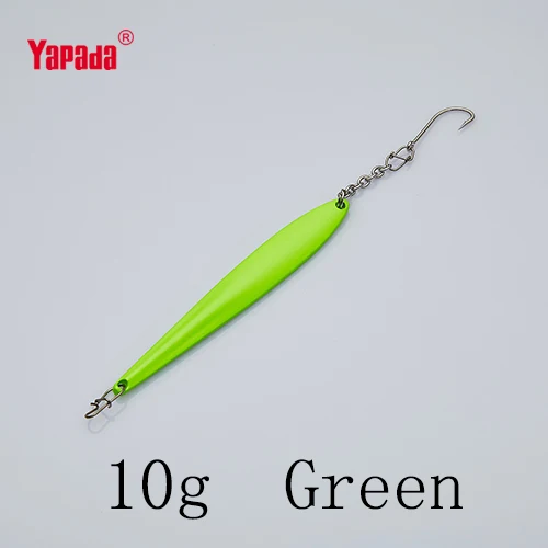 YAPADA ледяная Рыбалка 511 Javelin 10 г 79 мм один крючок многоцветный Металл джигинг ложка рыболовные приманки - Цвет: Green 10g