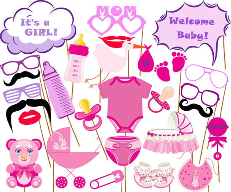 25Pcsset New Baby Shower Photo Booth Games Baby Shower Photobooth Props Its a Boy Girl Favors Party Decoration Supplies DE10 (4)