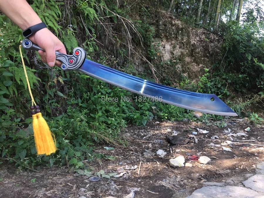 Для китайского кунг-фу Broadsword Dao Sword Косплей реалистичные мечи острый высокий Марганец стальной синий нож вырезанный бамбук на открытом воздухе нож