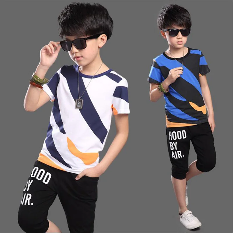 2019 summer children sets for boys clothing boy suit kids sports clothes teenage children short sleeves + pant children clothes (2)