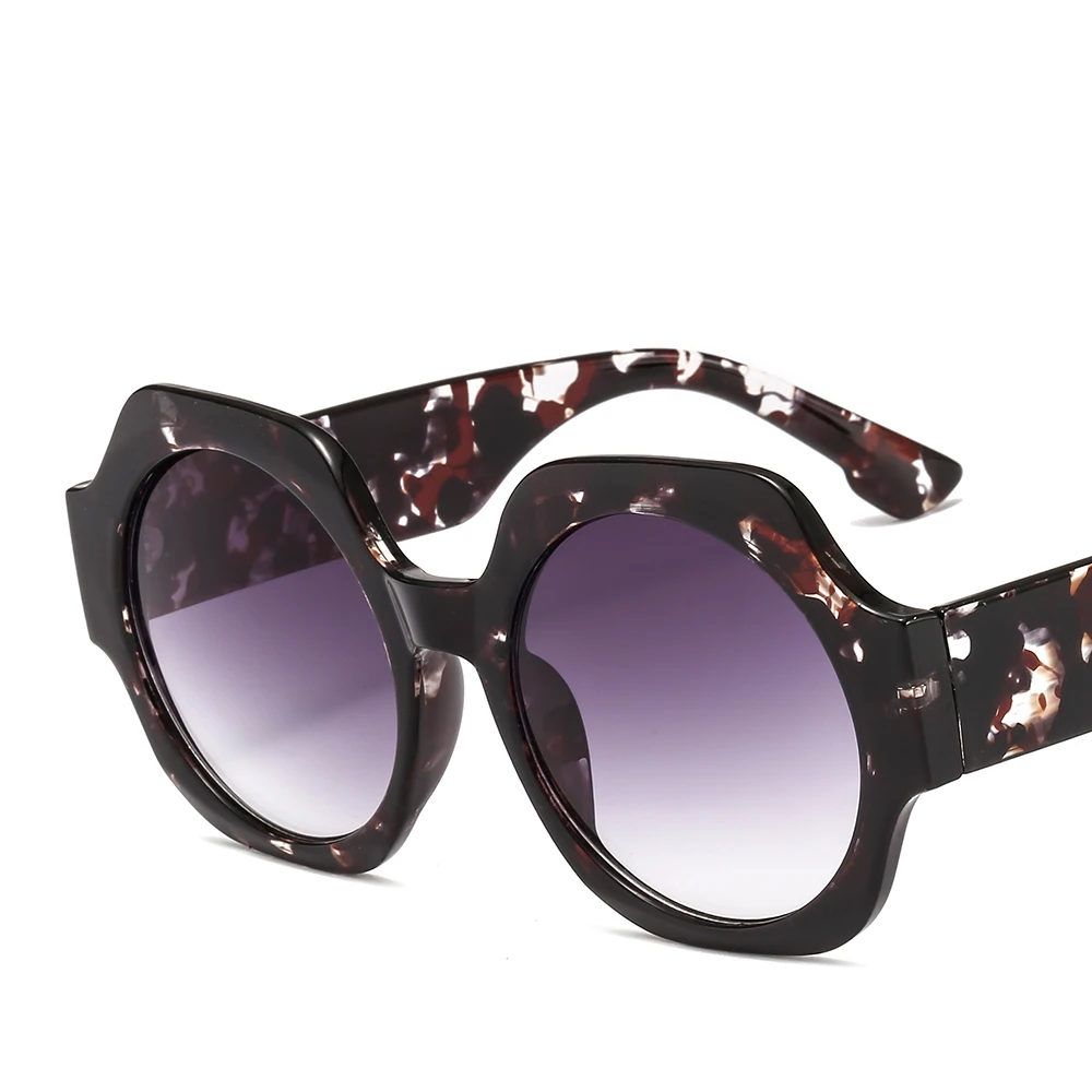 В стиле ретро женские крупные солнцезащитные очки Брендовая Дизайнерская обувь глаз, солнцезащитные очки, модные круглые линзы градиент Для мужчин Солнцезащитные очки женские оттенки UV400 - Цвет линз: C2 floral grey