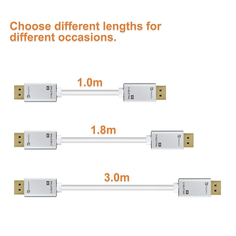 Cabletime DisplayPort Cable M/M PRE DP 4k 60hz DP 1.2 Cable 1m 1.8m 3m DP Gold-plated DP Cable for HDTV Projector PC Camera N163 Cabletime DisplayPort Cable M/M PRE DP 4k 60hz DP 1.2 Cable 1m 1.8m 3m DP Gold-plated DP Cable for HDTV Projector PC Camera N163