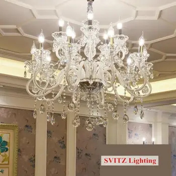 

Grand Hotel Hall white Crystal Lamp Chandelier lighting for living room Dining Room Luxury French Candle holder Lamps Pendientes
