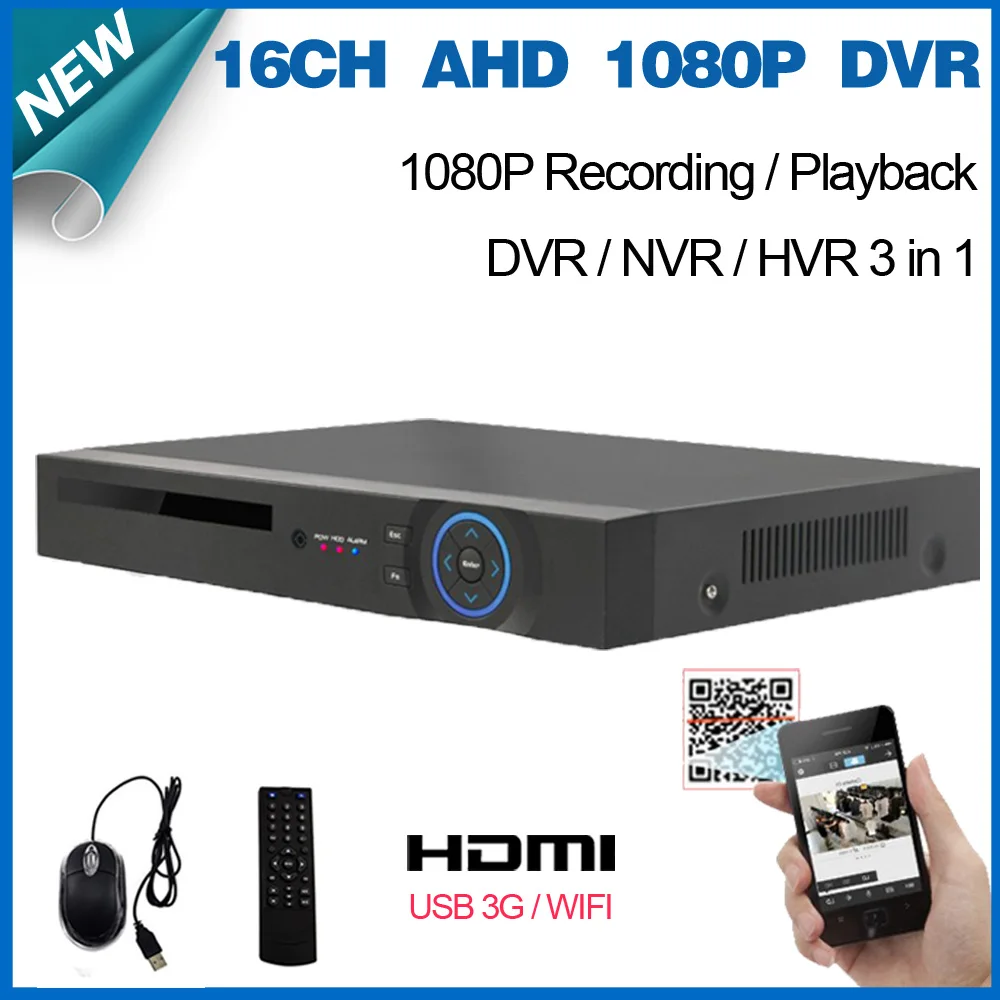 Камера видеонаблюдения 16 каналов 1080 пикселей full HD HDMI 3G P2P AHD DVR|nvr p2p|nvr 3gnvr dvr |