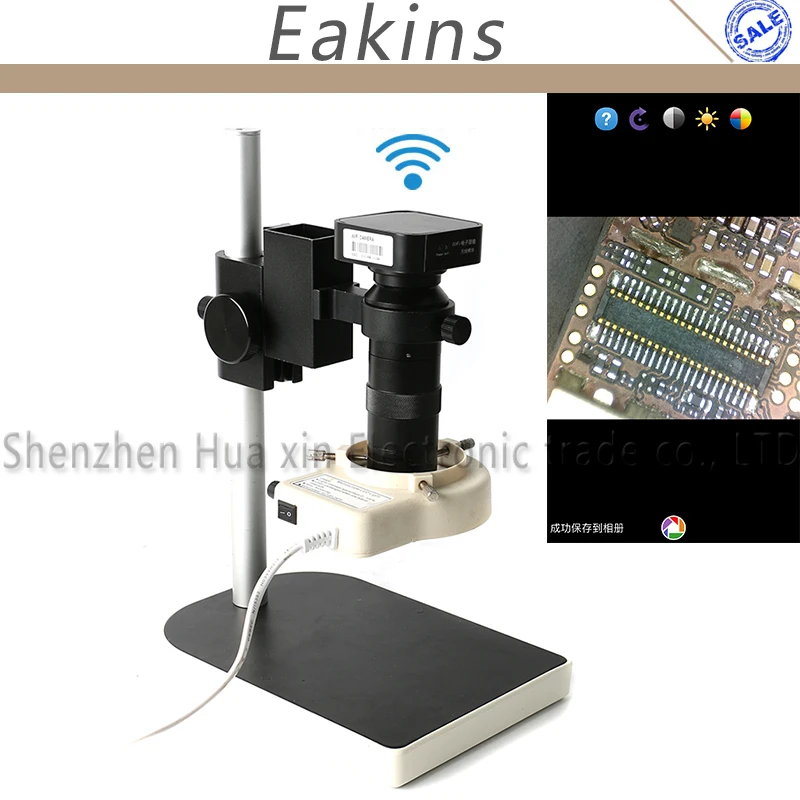 Best HD WIFI USB 2.0 Output Digital Video Industrial Microscope Camera Set+100X Zoom C mount Lens+56 LED Ring Light for Phone Repair