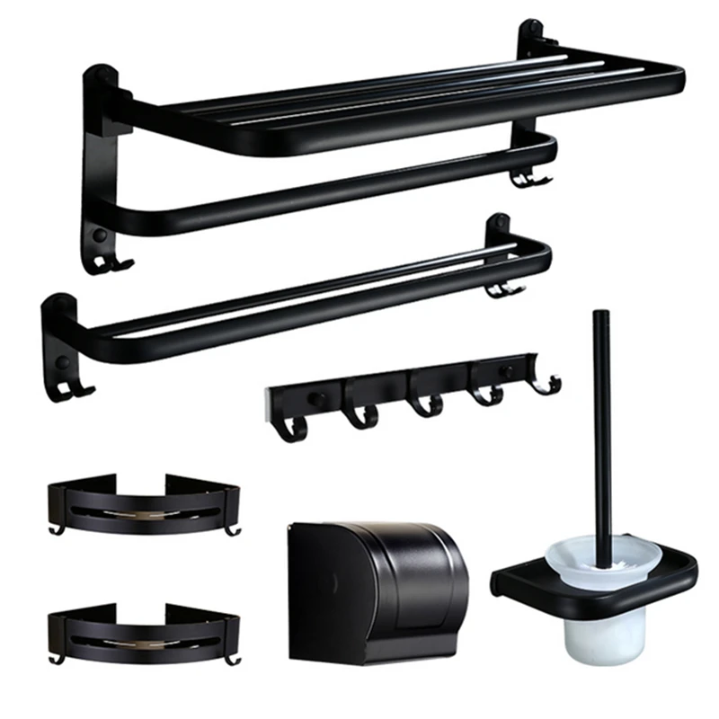 Hongdec Wall Mount Space aluminum black Bathroom Accessories Toilet Holder Soap Dish set Hongdec Wall Mount Space aluminum black Bathroom Accessories Toilet Holder Soap Dish set
