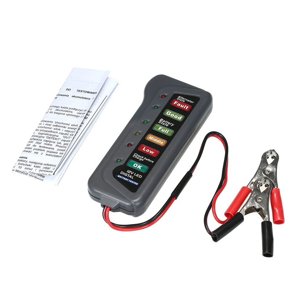 6 LED Display Digital Battery Alternator Tester Battery Tester Battery