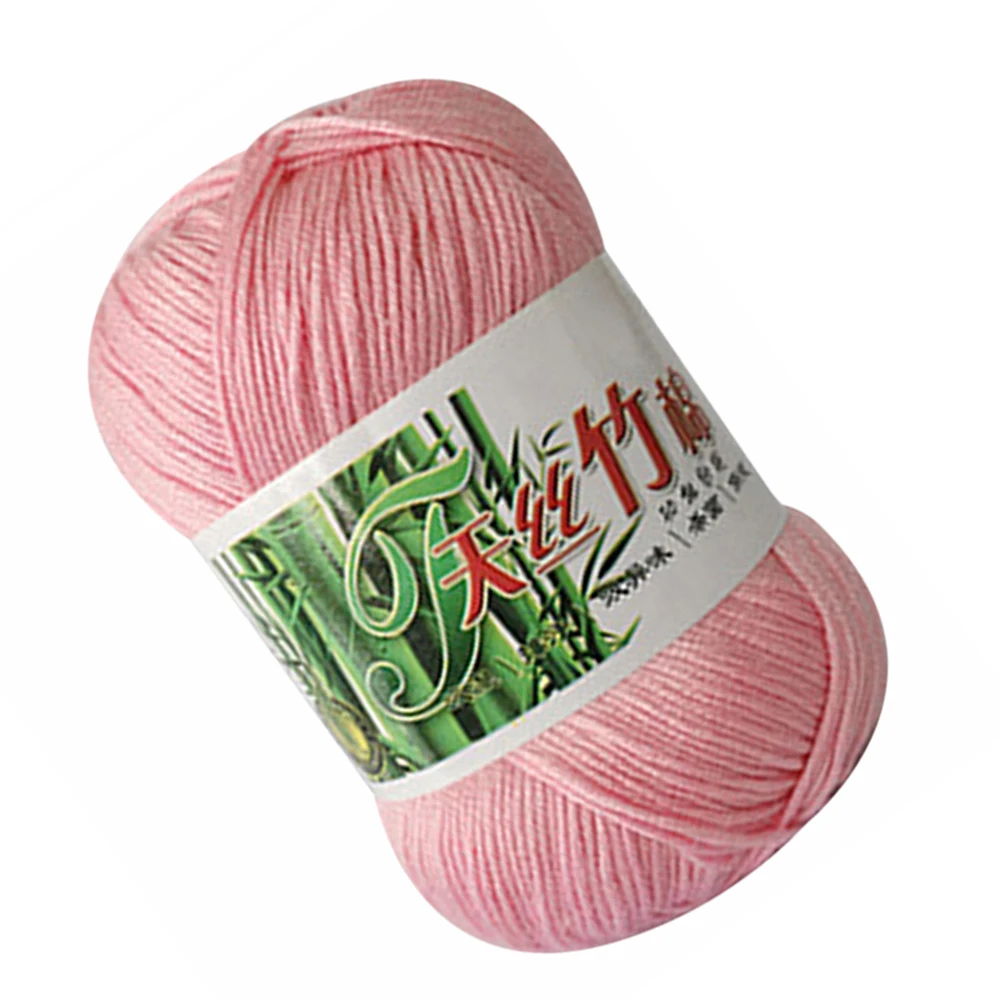 50 г/мяч красочные мягкие бамбуковые шерстяные хлопчатобумажные нитки пряжи вязальная пряжа для ручного вязания DIY свитер Одеяло шарф перчатки - Цвет: Baby Pink