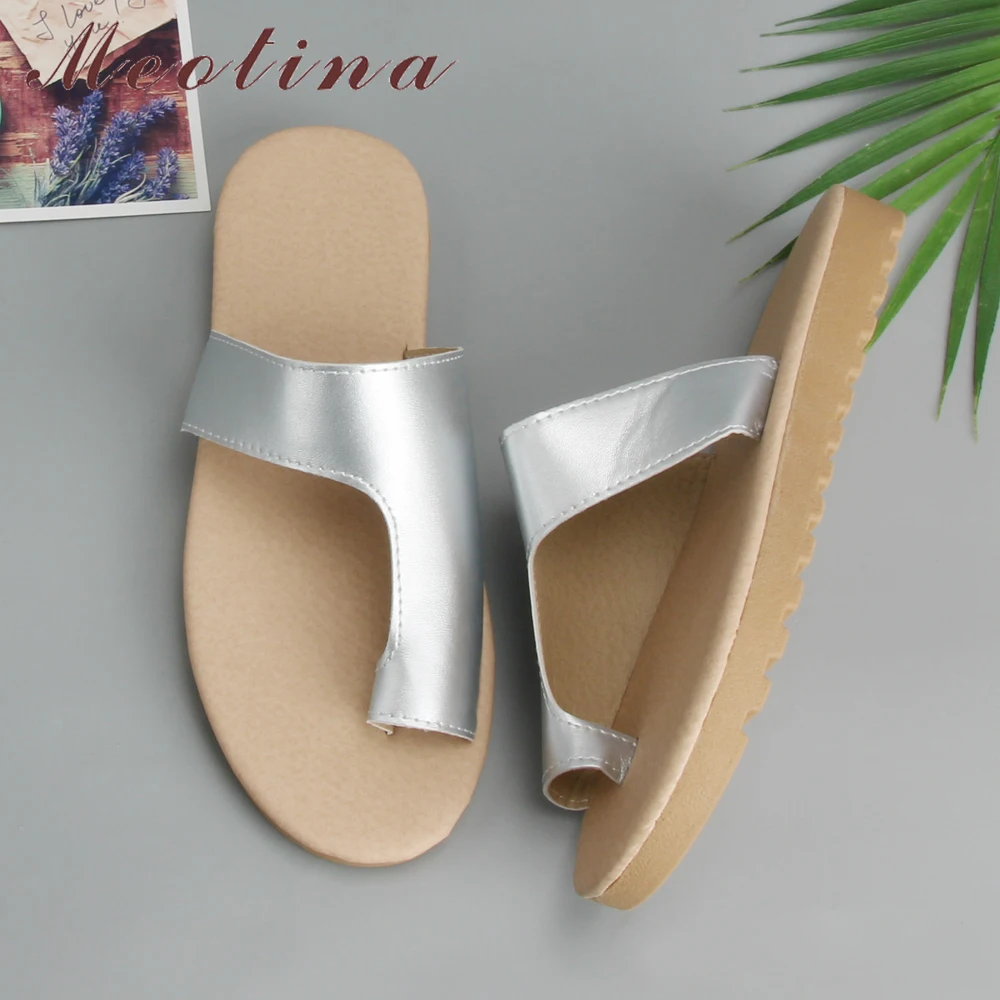

Meotina Summer Beach Slippers Women Shoes Casual Flat Flip Flops Shoes Open Toe Slides Ladies Sandals New White Plus Size 34-43
