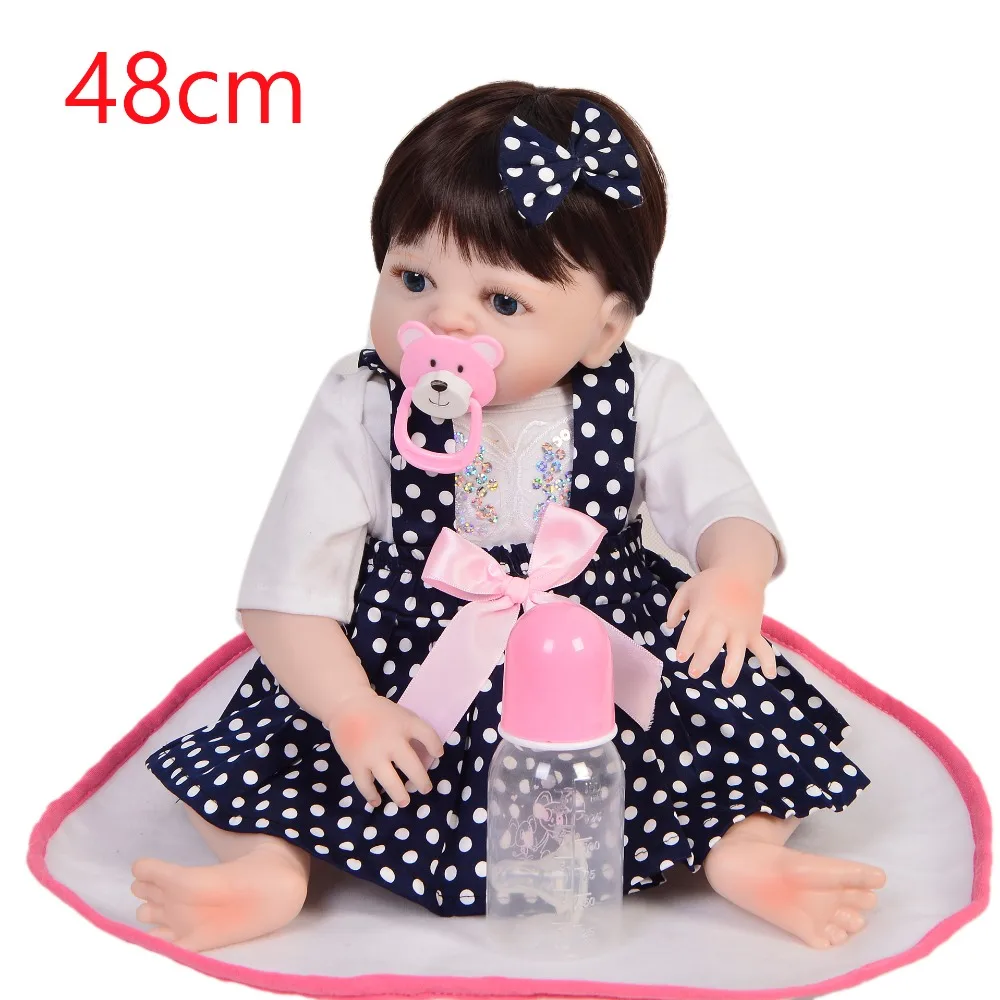 

48cm Full Silicone Body Reborn Baby Doll Toy Vinyl Newborn 19inch delicate Real touch bebe Bathe Accompanying Toy Birthday Gift