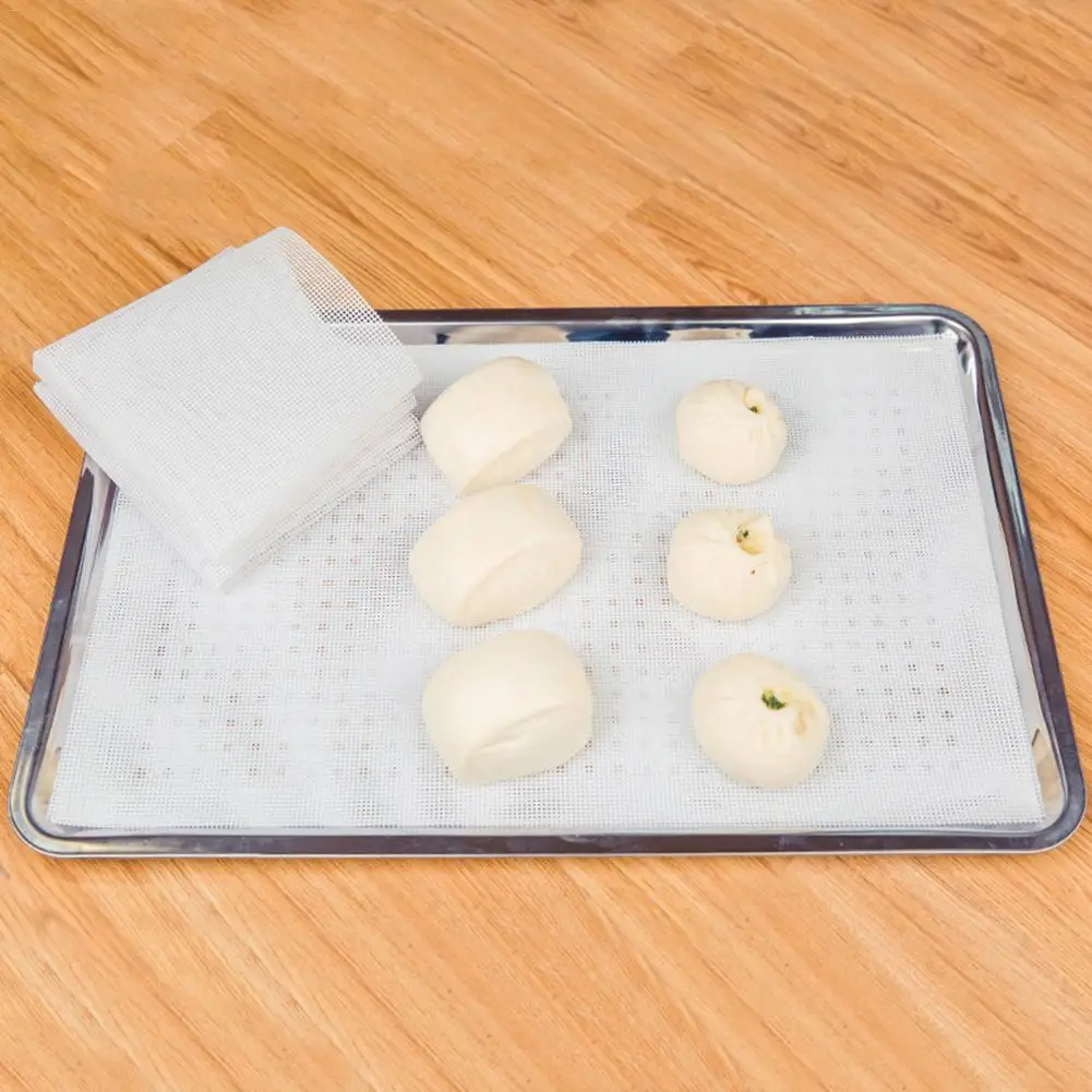 Square Silicone Steamer Mesh Pad Non-stick Round Shape Pad Dumplings Baking Mat Home Kitchen Tools Steamed Buns Baking Pastry