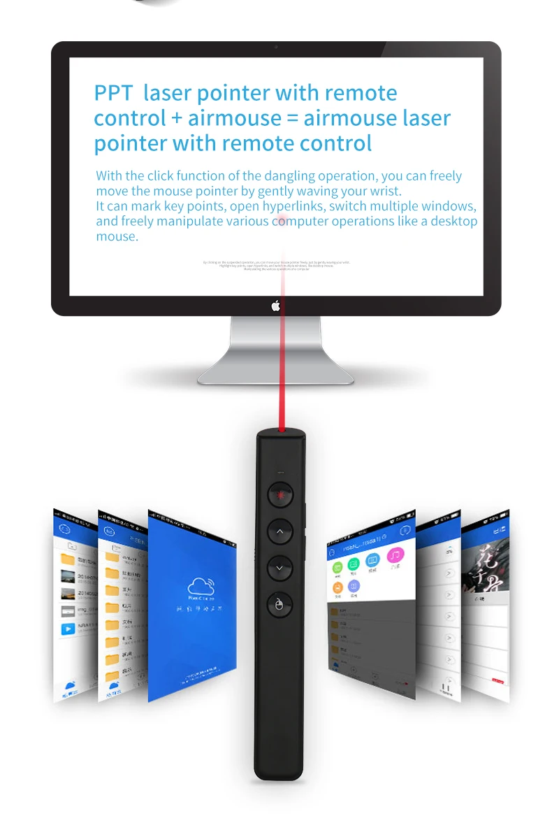 AVATTO RF 2,4G Беспроводная воздушная мышь ведущий с перезаряжаемой PowerPoint Clicker Презентация лазерная ручка для мультимедийного устройства