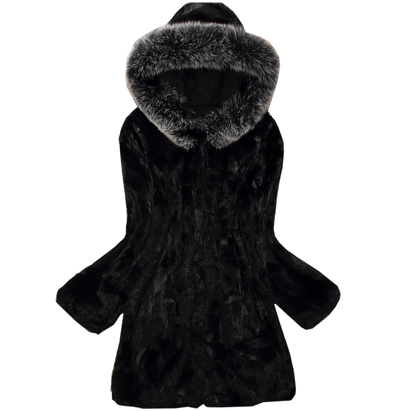 Женские пальто с мехом имитация норки волос длинное пальто теплые на осень-зиму вся норковая шуба корейской версии тела S-6XL