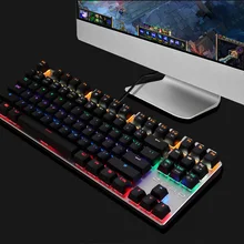 Metoo 87 клавиш Механическая игровая клавиатура с подсветкой проводной Anti-ghosting Красочный Светодиодный свет черный/синий переключатель для CS игровая Компьютерная