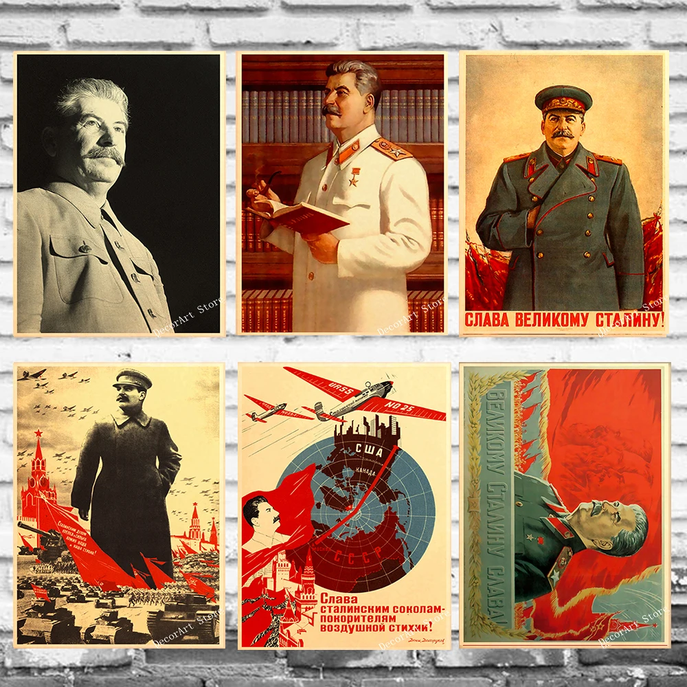 

CCCP USSR Stalin Soviet Union Canvas Painting Vintage Wall Kraft Posters Coated Wall Stickers Home Decoration Pictures Gift