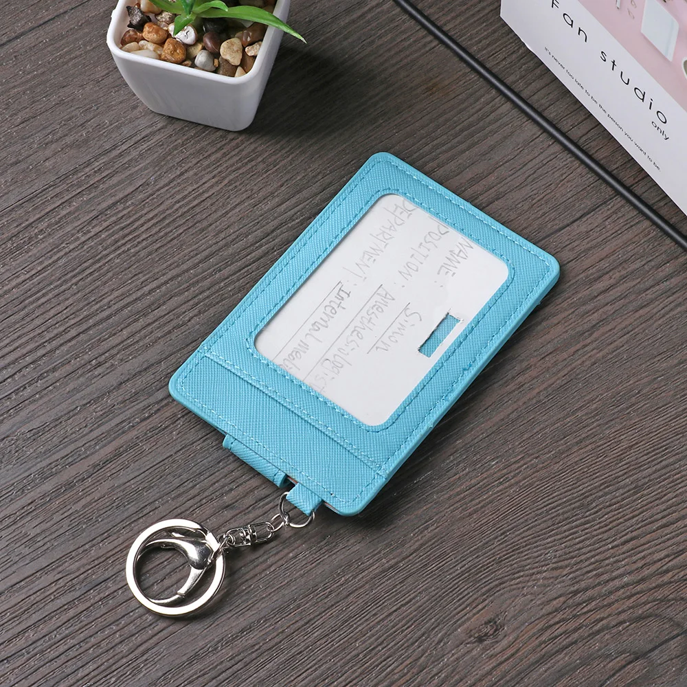 New Unisex Portable ID Card Holder Bank Bus Cards Cover Badge Case Office Work Keychain Keyring Tool Protective Shell