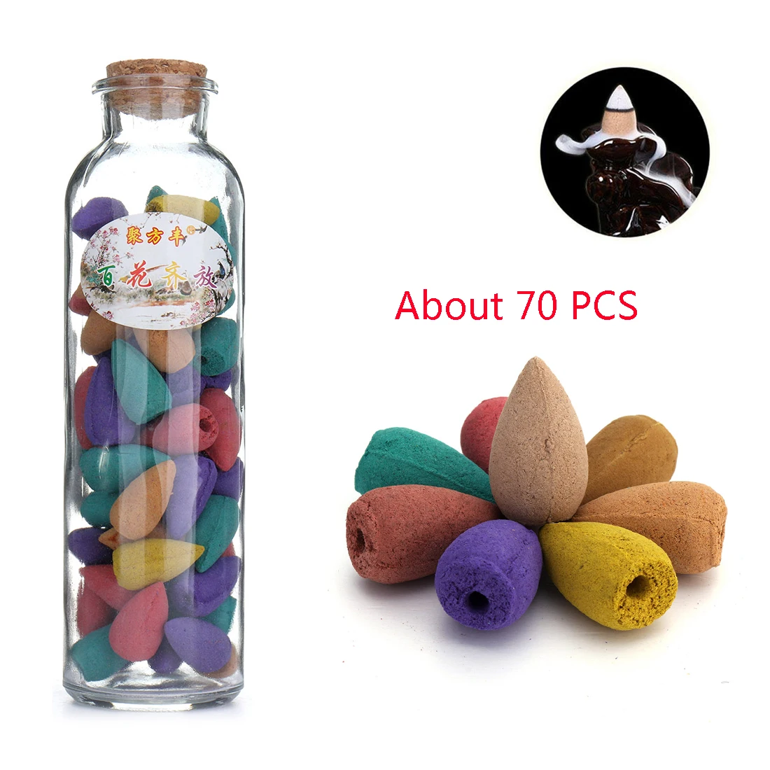 Reflux Tower Incense Rose Jasmine Lavender Sakura Smoke Cones Back Flow