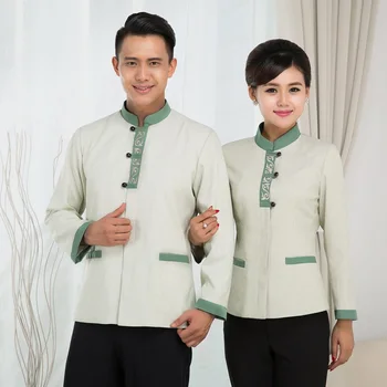 

(10 set-Coat&Pant)Cleaning service long-sleeve hotel uniforms cleaner coat work wear The room attendant clothes