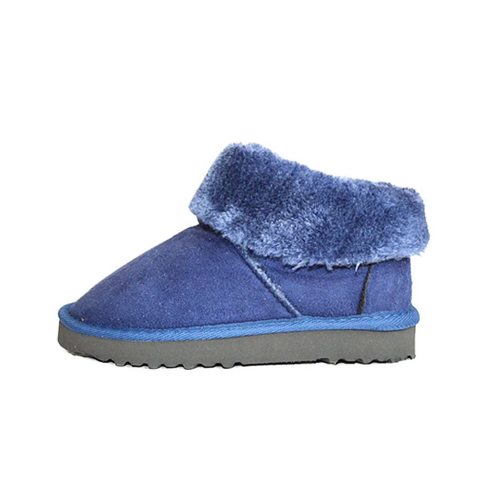 Для мальчиков ясельного возраста девочек маленьких детей Классические зимние ботинки детская зимняя теплая замша искусственная обувь на меху - Цвет: Navy Blue