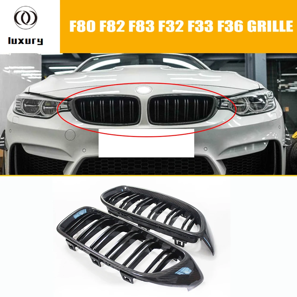 M3 M4 углеродное волокно 2 солонка стиль Передняя решетка для почек BMW F80 F82 F83 & F32 F33 F36