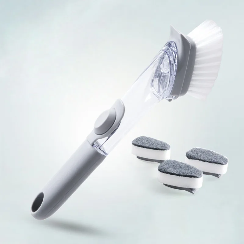 

Kitchen Cleaning Brush Scrubber Washing Dish Bowl With Refill Liquid Soap Replaceable sponge Kitchen Pot Cleaner Washing Tool