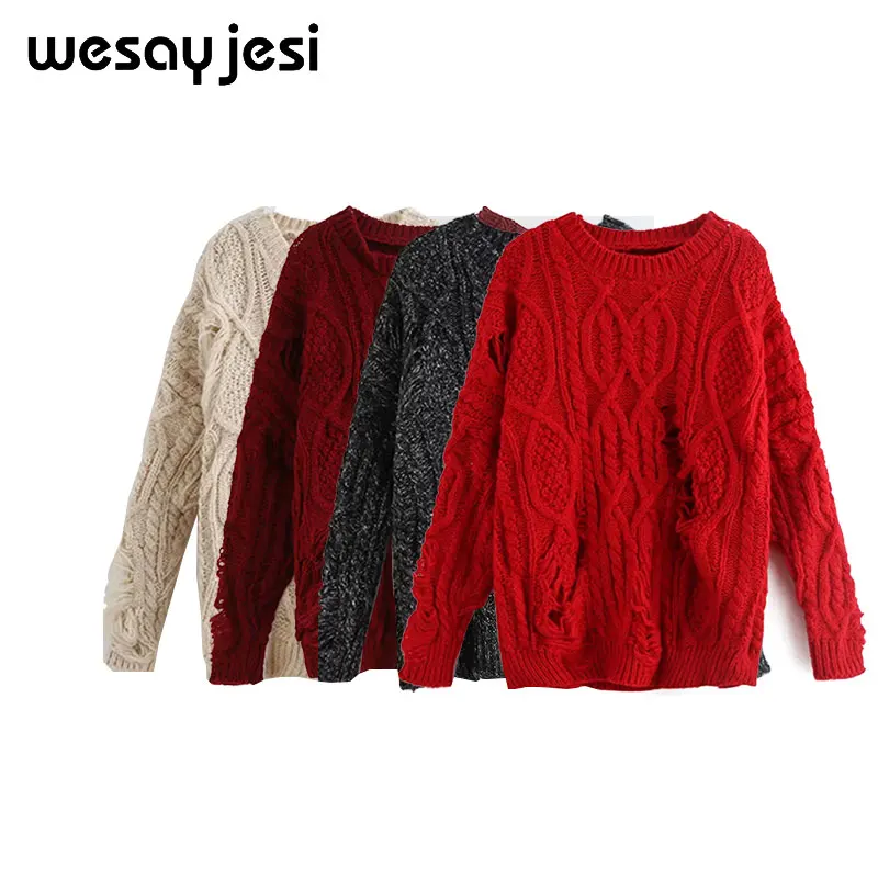 Sweater Women Knitted O Neck Sweater Women 4 Colours Red Black Sweaters Female Long Sleeve Women Autumn Winter Pullover Sweater Sweater Women Knitted O Neck Sweater Women 4 Colours Red Black Sweaters Female Long Sleeve Women Autumn Winter Pullover Sweater