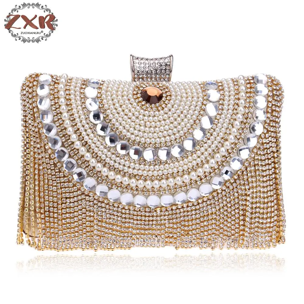 

Fashion Women Crystal Evening Clutch Bag Rhinestone Wedding Purse Party Handbag Lady Clutches Diamond Pearl Female Handbags