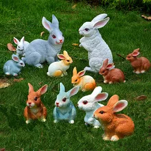 1 шт., маленький резиновый кролик, фигурки животных, статуэтка, сказочный кролик, семейное украшение для дома и сада, декор для улицы