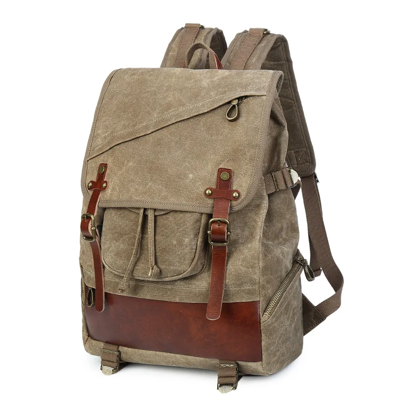 

New Vintage student Backpack school Laptop Backpacks Rainproof Large Capacity Oil Wax high quality Canvas Travel Backpack