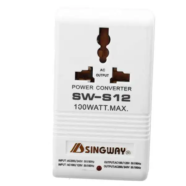 

SINGWAY S12 100W 110V 120V to 220V 240V Step-Up Down Voltage Converter Transformer Travel Dual Channel Power Converter