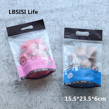 

LBSISI Life 50pcs Love Heart Food Zipier Bag Candy Cookie Plastic Gift Packaging Bags Hand Hold Biscuits Wedding Decoration