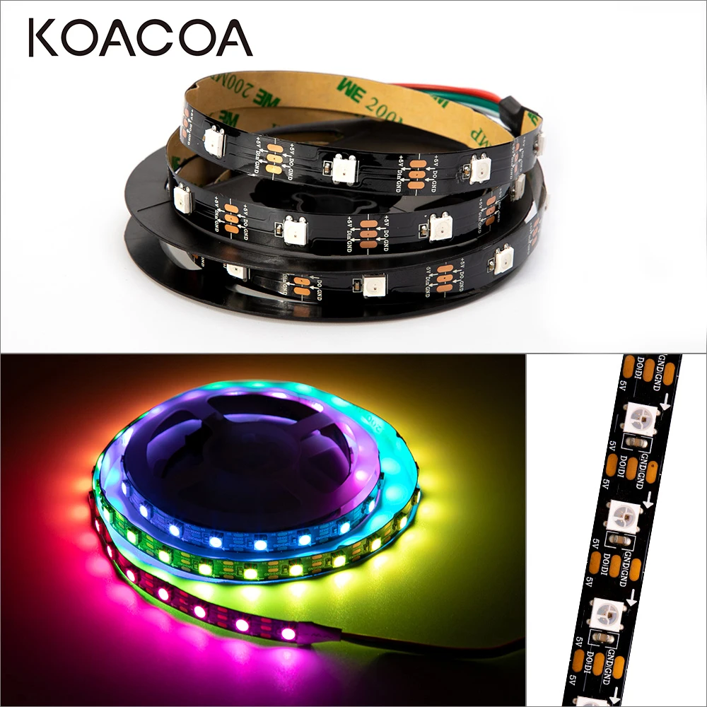 

1m 2m 3m 4m 5m WS2812B WS2812 Led Strip Smart led pixel strip RGB Led Strip,Black/white PCB Waterproof IP30/65/67 WS2812 IC DC5V