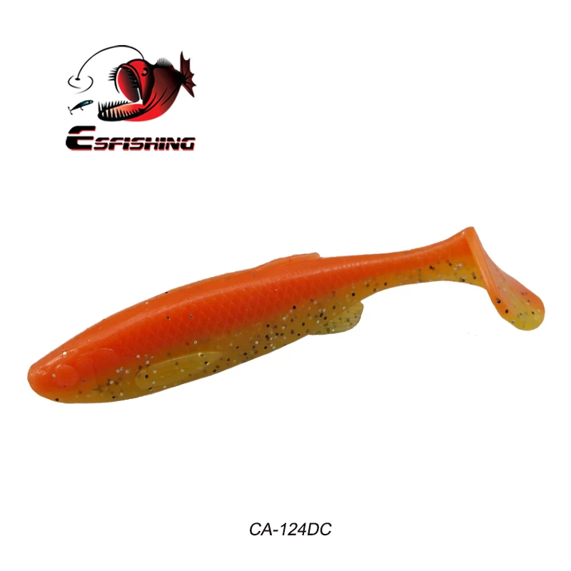 Esfishing جديد إغراء 125 مللي متر 20g 4 قطعة قاتمة مجداف الذيل لينة إغراء الصيد البحري الطعم القفز إغراء T الذيل Wobblers الصيد اكسسوارات