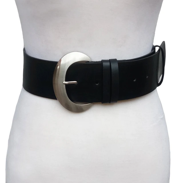New Fashion Belt female wide leather belts women Luxury Geometric metal