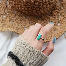 SHENSS 925 Rings Vintage Marbled Turquoise Rectangle Ring Emerald 925 Sterling Silver Ring for Women Silver 925 Jewelry SHENSS 925 Rings Vintage Marbled Turquoise Rectangle Ring Emerald 925 Sterling Silver Ring for Women Silver 925 Jewelry