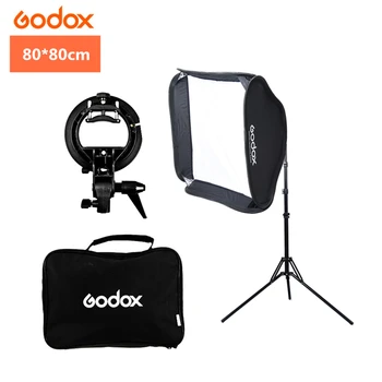 

Godox 60 x 60cm 24 x 24inch Flash Speedlite Softbox + S type Bracket Bowens Mount Kit with 2m Light Stand for Photography Studio