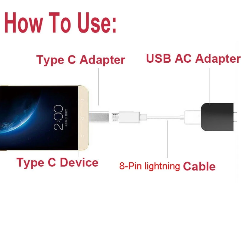 Магнитный 8Pin Lightning Женский usb type C Мужской адаптер для телефона Android